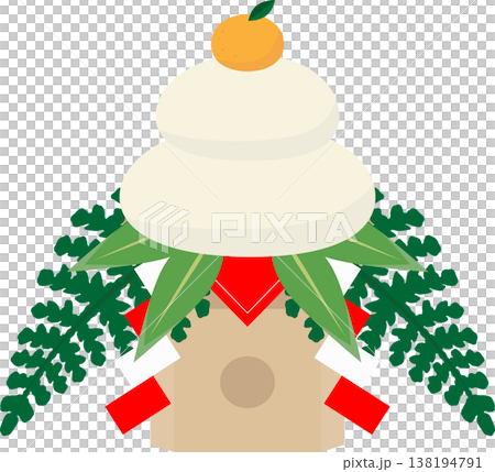 年賀状に！お正月の鏡もちイラスト 138194791