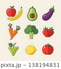Vibrant Flat Design Fruit and Vegetable Set 138194831