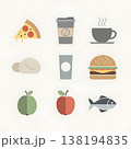 Delicious Food And Drink Icons Collection White Background 138194835