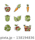 Healthy Fresh Organic Fruits Vegetables Icons Collection 138194836