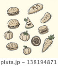 Delicious Cartoon Food Items Collection Hand Drawn Style 138194871