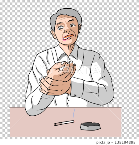 タバコを吸っていて脳梗塞を発症した男性のイラスト タバコを吸っていて脳梗塞を発症した男性のイラスト 138194898