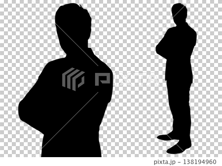 一位商人的剪影，雙手交叉放在胸前，展現出自信的神態。 138194960