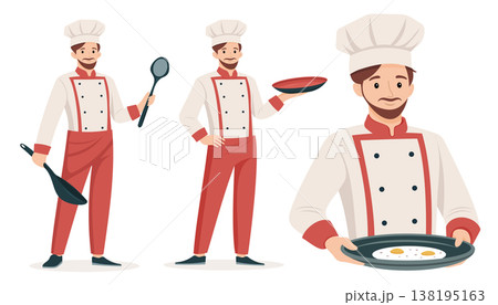 Chef character set in different poses. cooking and culinary concepts Chef character set in different poses. cooking and culinary concepts 138195163