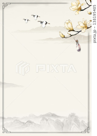 Chinese style ancient landscape and flower-and-bird illustration background 138195405