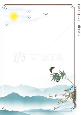 Chinese style ancient landscape and flower-and-bird illustration background Chinese style ancient landscape and flower-and-bird illustration background 138195564