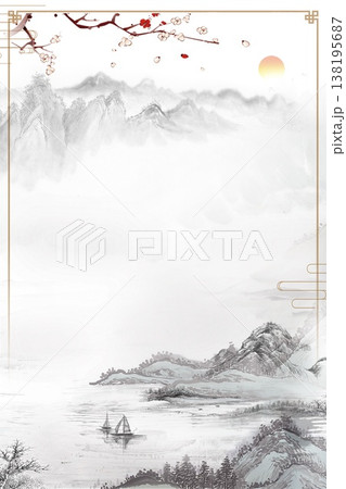 Chinese style ancient landscape and flower-and-bird illustration background Chinese style ancient landscape and flower-and-bird illustration background 138195687