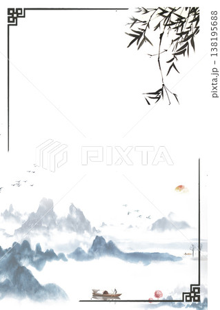 Chinese style ancient landscape and flower-and-bird illustration background Chinese style ancient landscape and flower-and-bird illustration background 138195688
