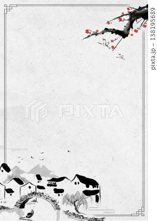 Chinese style ancient landscape and flower-and-bird illustration background 138195689