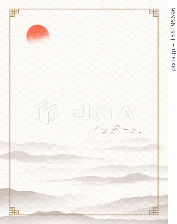 Chinese style ancient landscape and flower-and-bird illustration background 138195696