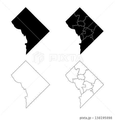 Washington DC Outline and Solid Fill Map Set. 138195898