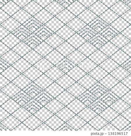 Sashiko Embroidery Seamless Pattern, Traditional Geometric Stitching, Oriental Textile Texture 138196517