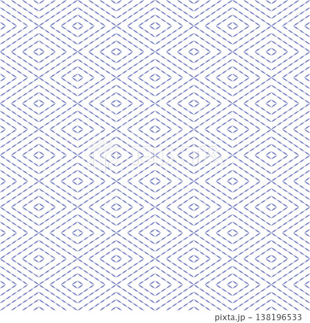 Sashiko Embroidery Seamless Pattern, Traditional Lavender Blue Diamond Geometric Stitching, Oriental Textile Texture Sashiko Embroidery Seamless Pattern, Traditional Lavender Blue Diamond Geometric Stitching, Oriental Textile Texture 138196533