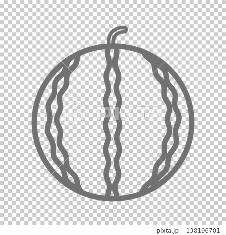 スイカアイコン 線画で描いたシンプルな丸ごとの西瓜イラスト スイカアイコン 線画で描いたシンプルな丸ごとの西瓜イラスト 138196701