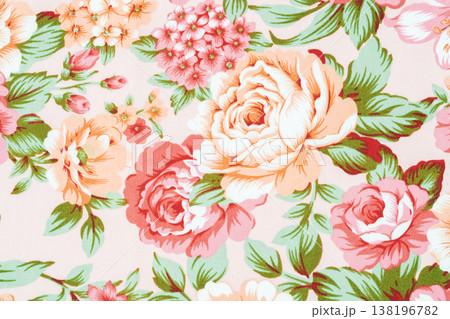 The Fragment of colorful retro tapestry textile pattern with floral. 138196782