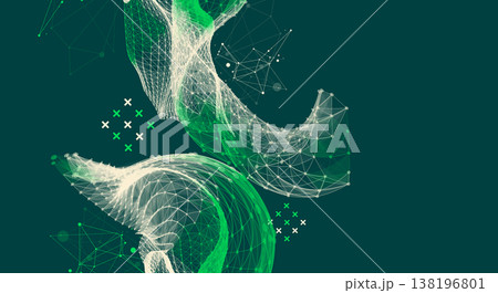 The abstract wave is made in a frame style. Template for science and technology presentation. Vector art. The abstract wave is made in a frame style. Template for science and technology presentation. Vector art. 138196801