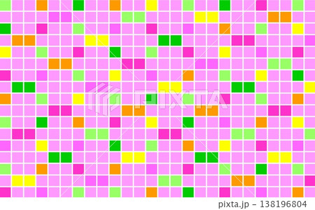 幾何学模様 四角形 ピンク オレンジ色 グリーン 幾何学模様 四角形 ピンク オレンジ色 グリーン 138196804