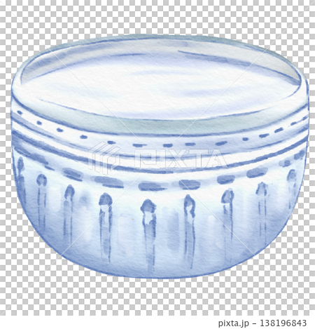 Thai Ceramic Bowl Watercolor Traditional Blue Pattern Thai Ceramic Bowl Watercolor Traditional Blue Pattern 138196843