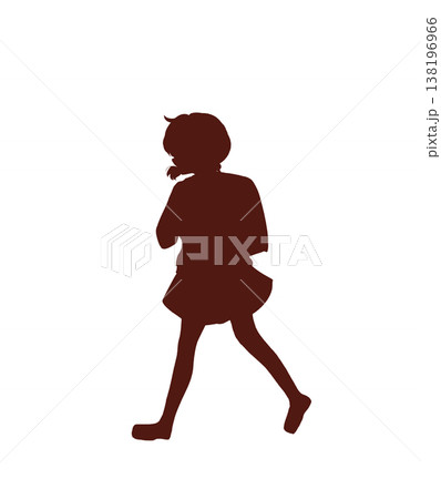 ランドセルを背負って歩く女児 シルエット ランドセルを背負って歩く女児 シルエット 138196966