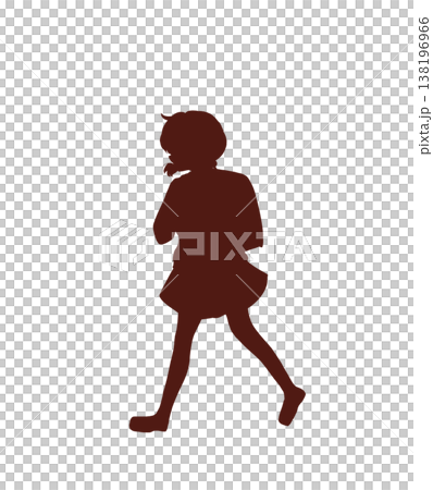 ランドセルを背負って歩く女児 シルエット ランドセルを背負って歩く女児 シルエット 138196966