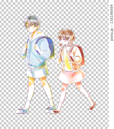 男孩女孩並肩走著 138196984
