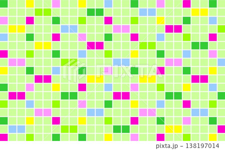 幾何学模様　四角形　ピンク　グリーン 138197014