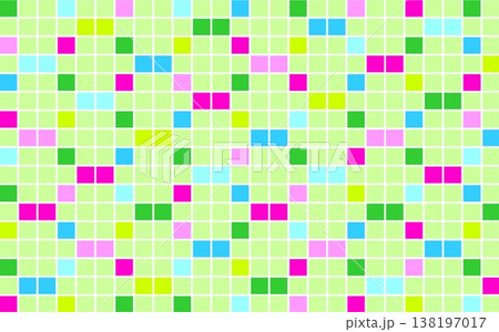 幾何学模様　四角形　ピンク　グリーン 138197017