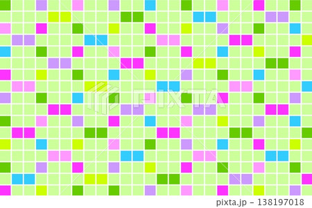 幾何学模様　四角形　ピンク　グリーン 138197018