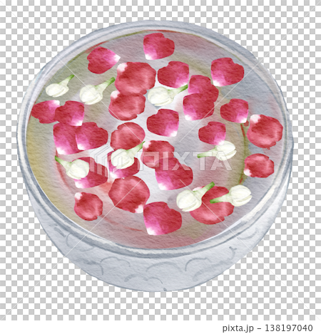 Thai Floral Floating Bowl with Rose Petals Traditional Water Decoration 138197040