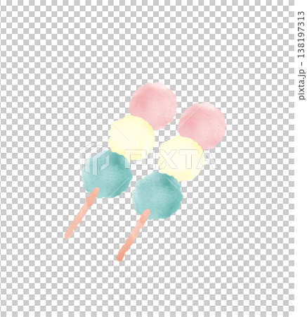三色団子 二つ 水彩 イラスト かわいい デフォルメ 花見団子 団子 和菓子 春 素材 138197313
