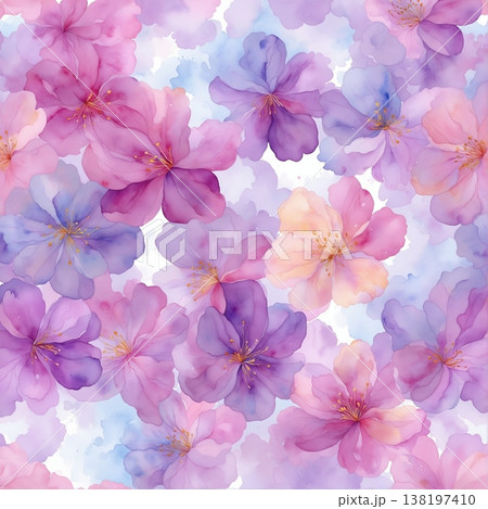 watercolor painting of leaf and flowers 138197410