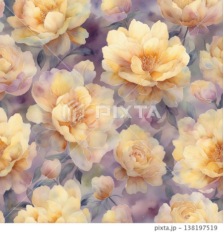 watercolor painting of leaf and flowers pattern watercolor painting of leaf and flowers pattern 138197519