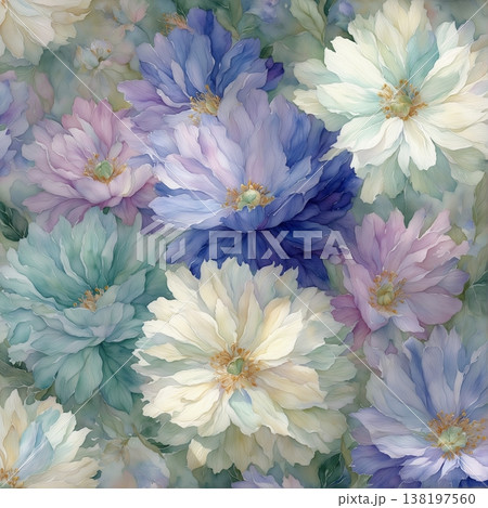 watercolor painting of leaf and flowers pattern watercolor painting of leaf and flowers pattern 138197560