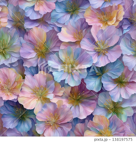 watercolor painting of leaf and flowers pattern 138197575