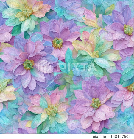 watercolor painting of leaf and flowers pattern watercolor painting of leaf and flowers pattern 138197602