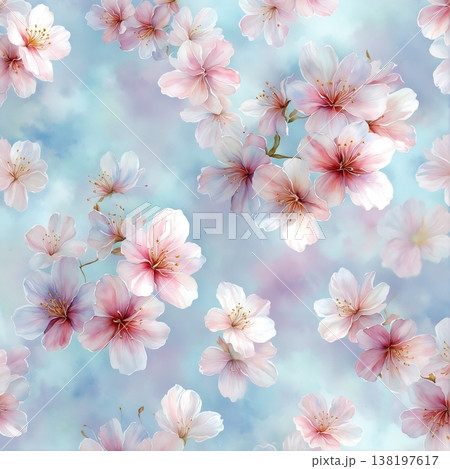 watercolor painting of leaf and flowers pattern watercolor painting of leaf and flowers pattern 138197617