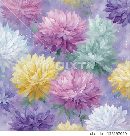 watercolor painting of leaf and flowers pattern watercolor painting of leaf and flowers pattern 138197630