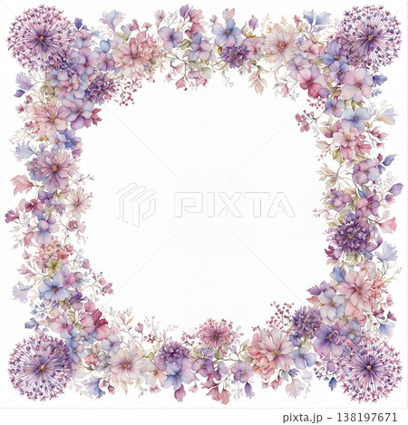 watercolor painting of leaf and flowers pattern 138197671