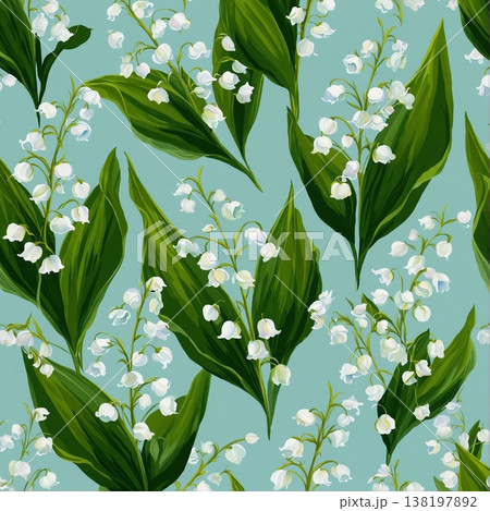 watercolor painting of leaf and flowers pattern 138197892