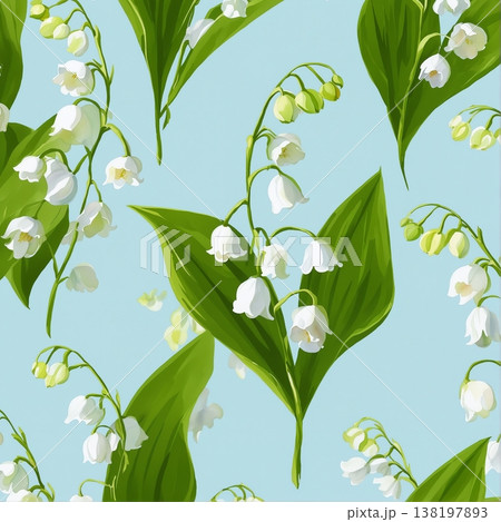 watercolor painting of leaf and flowers pattern 138197893