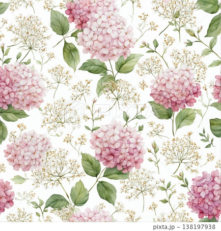 watercolor painting of leaf and flowers pattern watercolor painting of leaf and flowers pattern 138197938