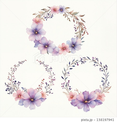 watercolor painting of leaf and flowers pattern watercolor painting of leaf and flowers pattern 138197941
