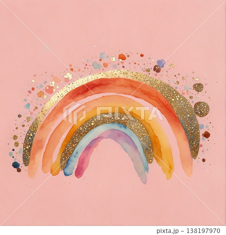 watercolor painting of leaf and flowers pattern watercolor painting of leaf and flowers pattern 138197970