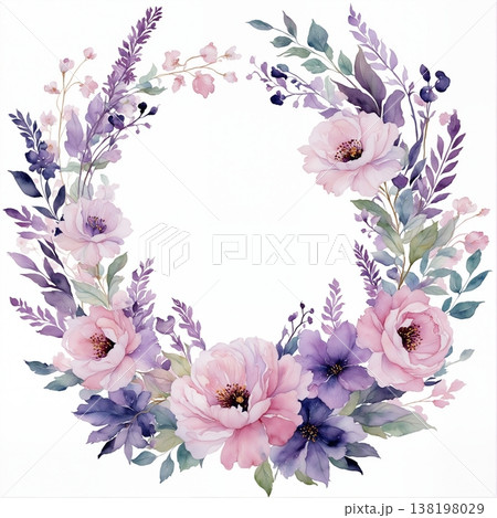 watercolor painting of leaf and flowers pattern watercolor painting of leaf and flowers pattern 138198029