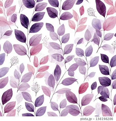 watercolor painting of leaf and flowers pattern watercolor painting of leaf and flowers pattern 138198286