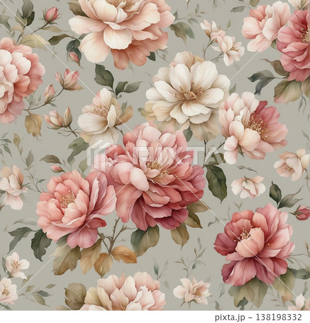 vintage seamless pattern with watercolor flowers vintage seamless pattern with watercolor flowers 138198332