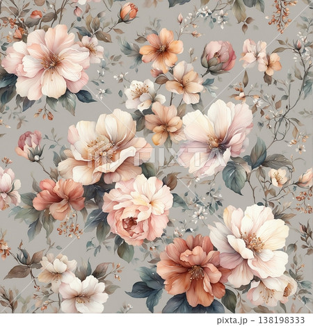 vintage seamless pattern with watercolor flowers vintage seamless pattern with watercolor flowers 138198333