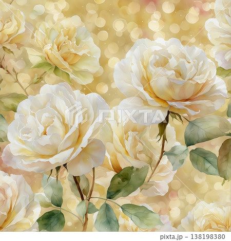 vintage seamless pattern with watercolor flowers 138198380