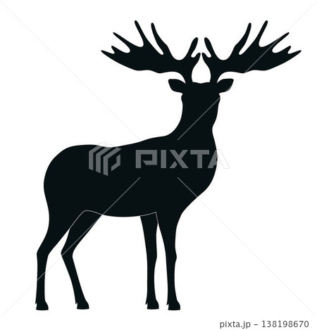 Christmas deer silhouette with unique antlers. Christmas deer silhouette with unique antlers. 138198670