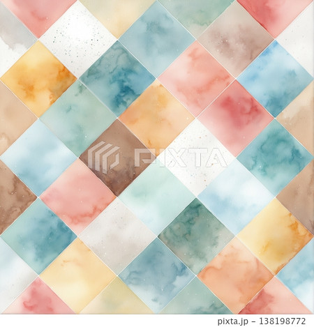 watercolor painting of leaf and flowers pattern 138198772